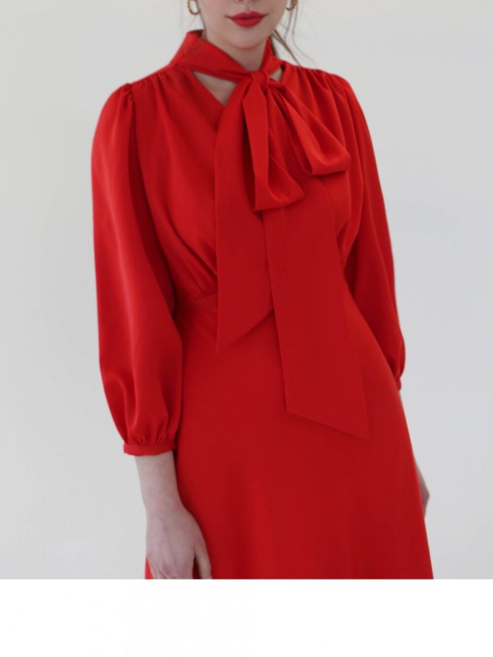 YOU ARE INVITED (Korean designer brand) Silky Drape Scarf Dress — Red